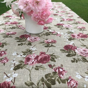 Linen tablecloth with Roses, Flower print, Custom tablecloth, Linen table cloth, Round tablecloth, Floral Tablecloth image 6