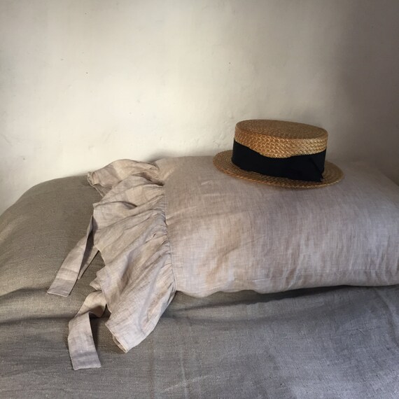 MOVE OVER Set Di 2 Federe In Velluto Beige Con Volant - King Size (50x91 Cm) - Microfibra Di Lusso, Shabby Chic - 2