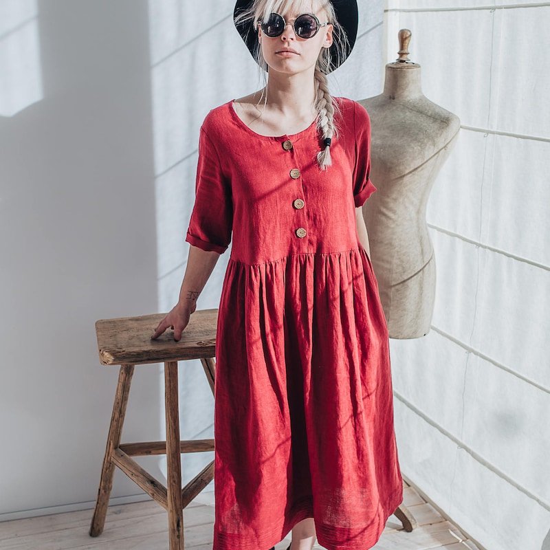 Red Linen Dress Etsy — free download