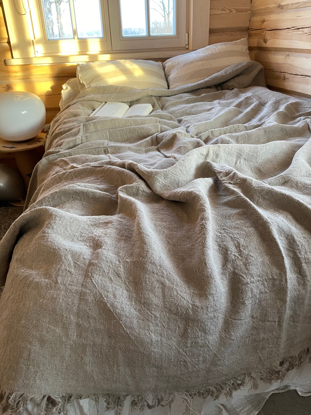 Soft and Rustic Linen Bed Cover, Rustic Linen, Rustic Blanket With ...