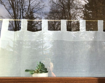 Linen Cafe Curtain, White Linen Curtain Panel, Linen Valance, Privacy Curtain, Kitchen Curtain Linen Kitchen Valance Cupboard Curtain Custom