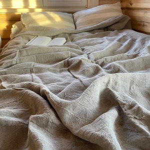 Linen bed cover, Rustic linen, Rustic blanket, linen throw, bed throw, rustic throw, natural bed covers, linen bedding, burlap bedding image 10