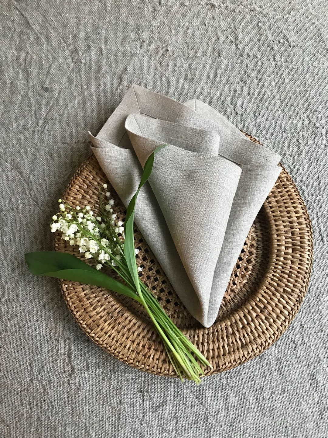 Linen Napkins, Set of 8 Natural Taupe Linen Napkins, Eight Cloth Napkins, Natural Napkins, Cloth ...