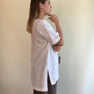 Long Linen Shirt, Beach Shirt, Loose Linen Shirt, White Linen Tunic, Plus Size Top, Tunic Top, Linen Shirt, Plus size top, Plus size Tunic image 3