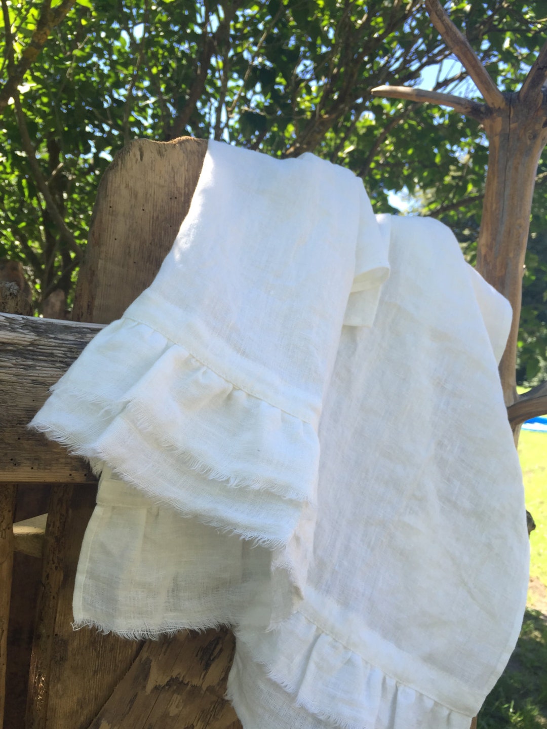 Set of Four Linen Face Towels, Softened Guest Towels, White Linen Towel