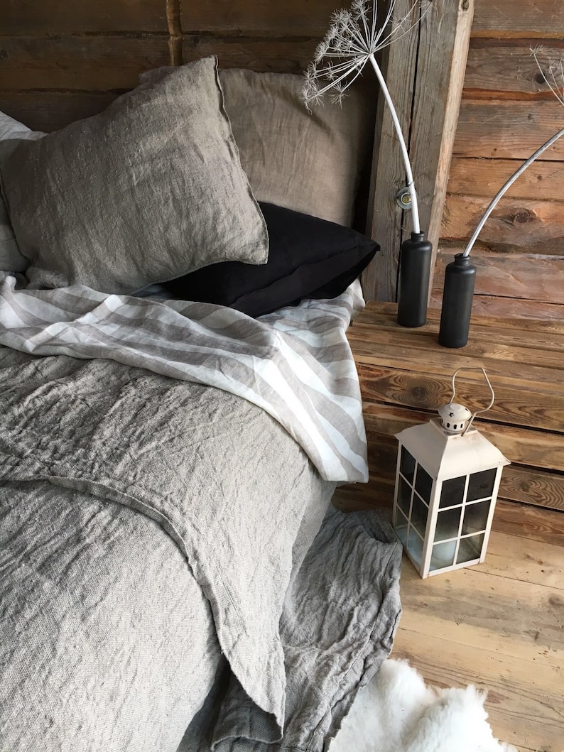Linen bed cover, Rustic linen, Rustic blanket, linen throw, bed throw, rustic throw, natural bed covers, linen bedding, burlap bedding image 7