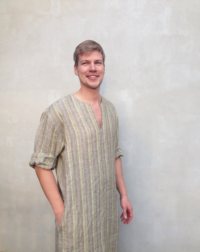 Mens Kaftan 'Jim', Caftan Men, Mens loungewear, Mens robe Plus size mens clothing, gift for men gift boyfriend gift, husband gift Valentines image 5