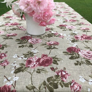 Linen tablecloth with Roses, Flower print, Custom tablecloth, Linen table cloth, Round tablecloth, Floral Tablecloth image 3