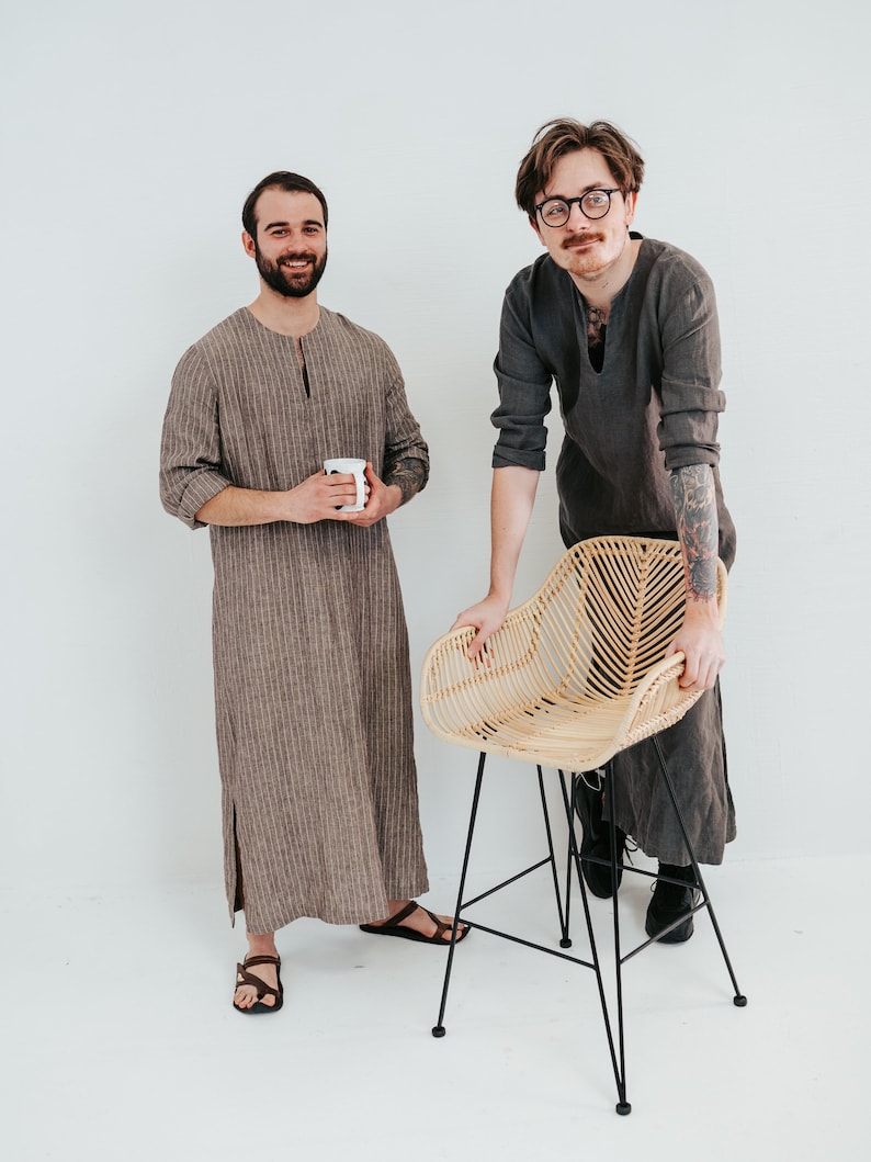 Mens Kaftan 'Jim', Caftan Men, Mens loungewear, Mens robe Plus size mens clothing, gift for men gift boyfriend gift, husband gift Valentines image 7