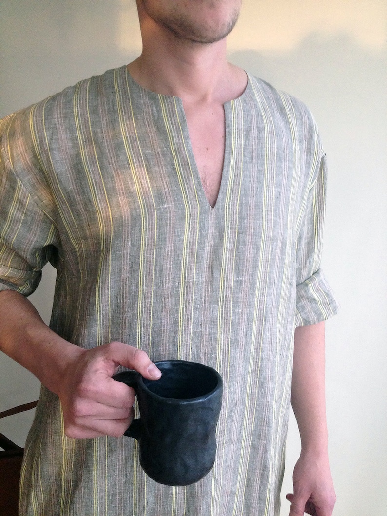 Mens Kaftan 'Jim', Caftan Men, Mens loungewear, Mens robe Plus size mens clothing, gift for men gift boyfriend gift, husband gift Valentines image 4