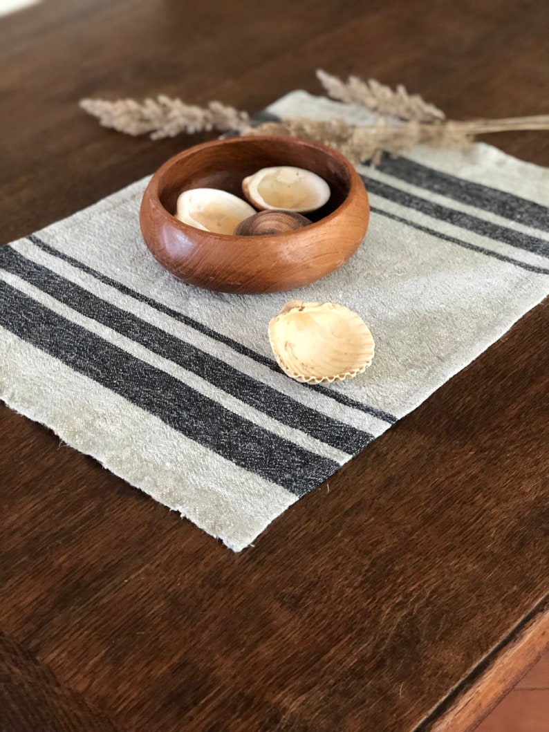 French Striped Linen Placemats Set of 6 Linen Placemats Etsy UK