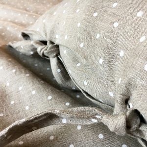 Polka Dot Linen Pillowcases, Set of Two Linen Pillowcases with white polka dots, Sham, Queen, King, Standard by Linenbee Natural Linen
