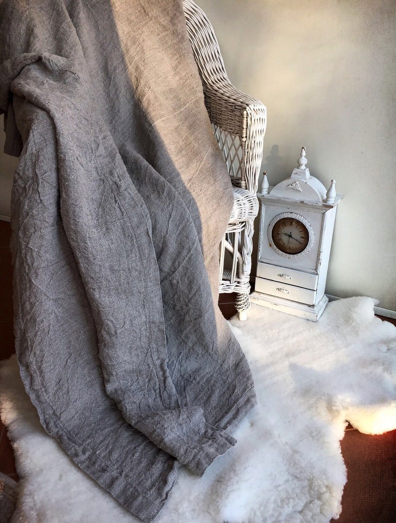 Linen Bed Cover Rustic Linen Rustic Blanket Linen Throw Etsy UK