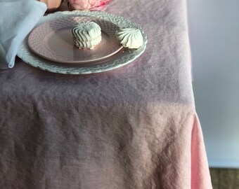 Pink Linen tablecloth, Romantic tablecloth, Custom tablecloth, Linen table cloth, tablecloths in many colors, Round tablecloth