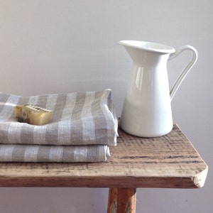 Linen bath towel, striped natural bath towel, 100% linen bath towel, massage towel, towel for men, gift for him, gift for her, mens gift