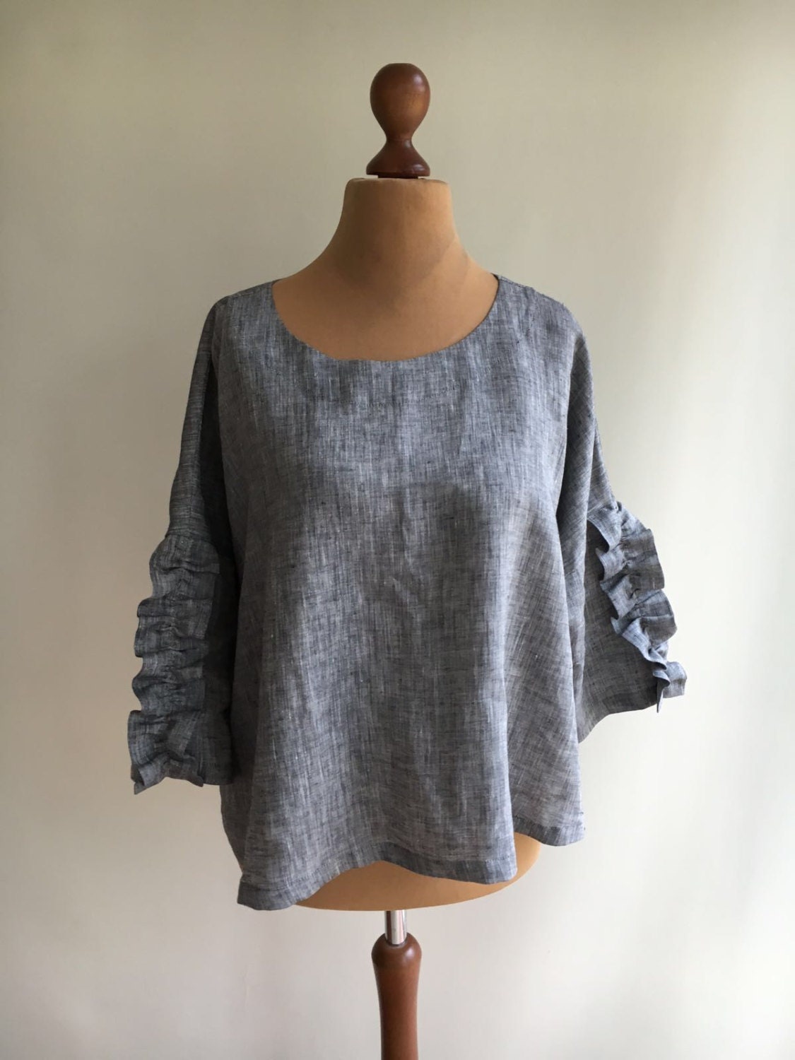 Womens Top From Linen Grey Linen Top Linen Tunic Top Linen Etsy