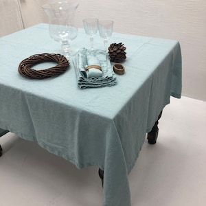 Dusty Mint Linen tablecloth, Linen table cloth, Rectangle Tablecloth, Square tablecloth Extra , Oval tablecloth