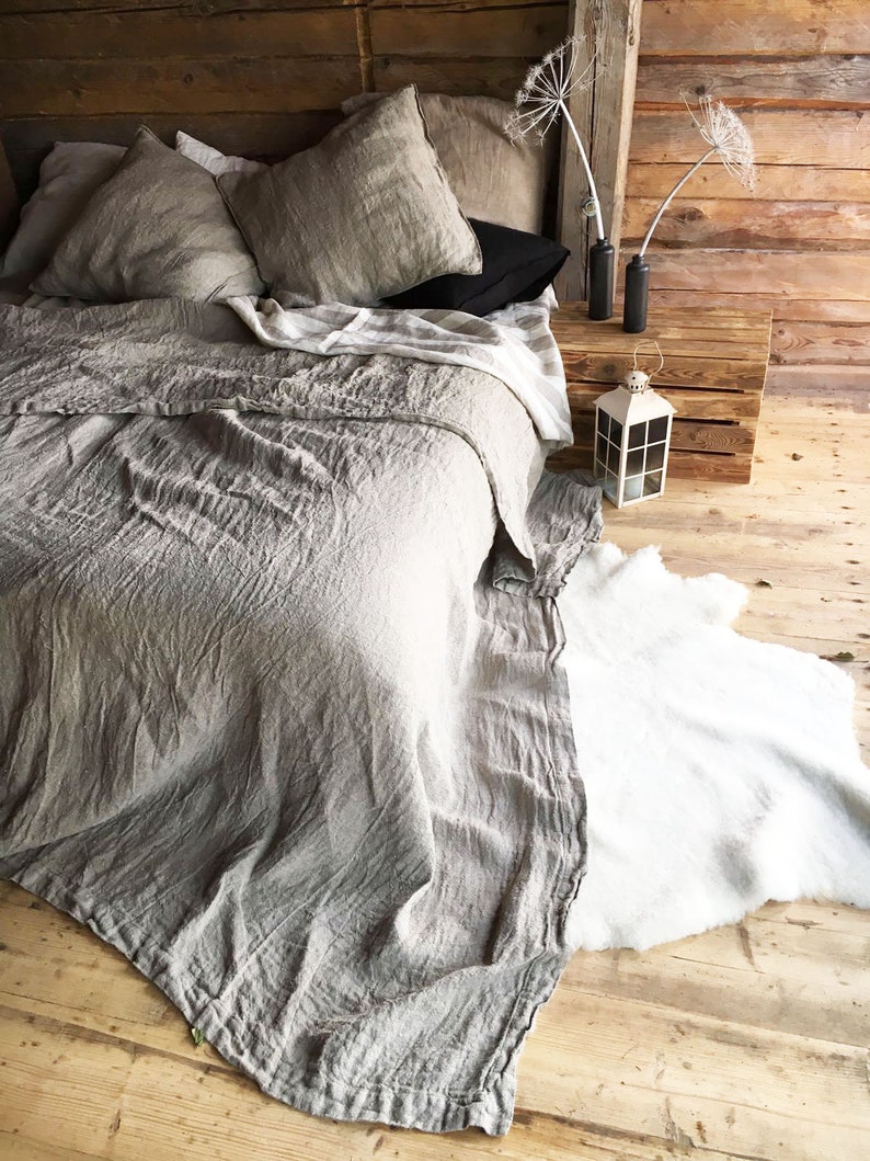Linen Bed Cover Rustic Linen Rustic Blanket Linen Throw Etsy UK