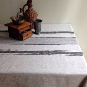 Linen tablecloth, French country rustic table cloth, square tablecloth, oval tablecloth, striped tablecloth, sack linen image 2