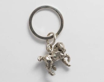 silver horse keyring - riding keychain - equestrian sculpture -dancing horse- pony keychain - car keyring