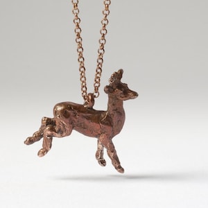 bronze deer necklace - deer lover gift - stag pendant - woodland jewelry - unisex gift -reindeer jewelry - deer charm