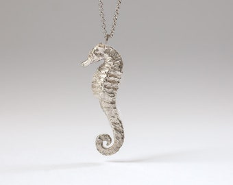 silver seahorse necklace - seahorse pendant - good luck charm - gift for girlfriend boyfriend - ocean pendant - boho