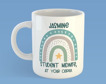 Personalised Student Midwife gift: Special Midwife, Midwife in Training mug, At your cervix mug