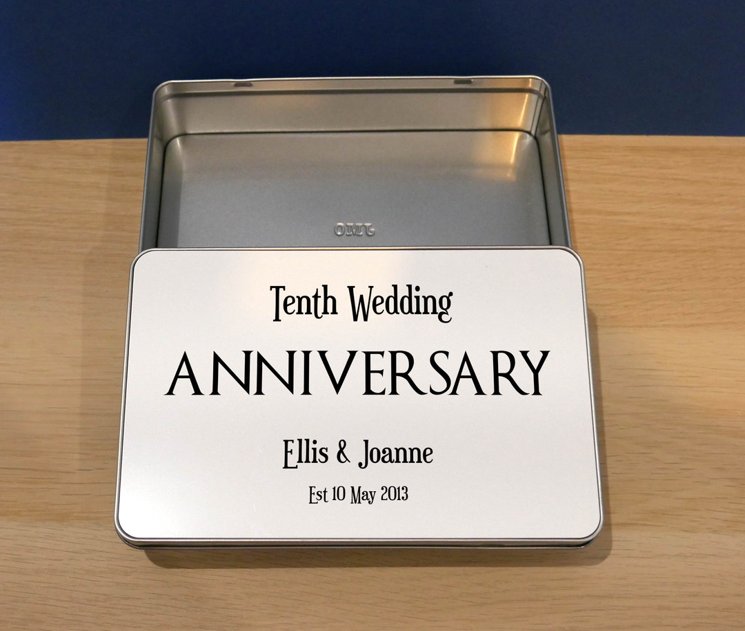 Tin Wedding Anniversary Gift, Personalised Wedding Anniversary Tin