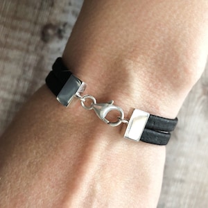Minimalist Cork Bracelet, Two Strand Cork Bracelet, Sterling Silver & Cork Bracelet, Vegan Bracelet for Women
