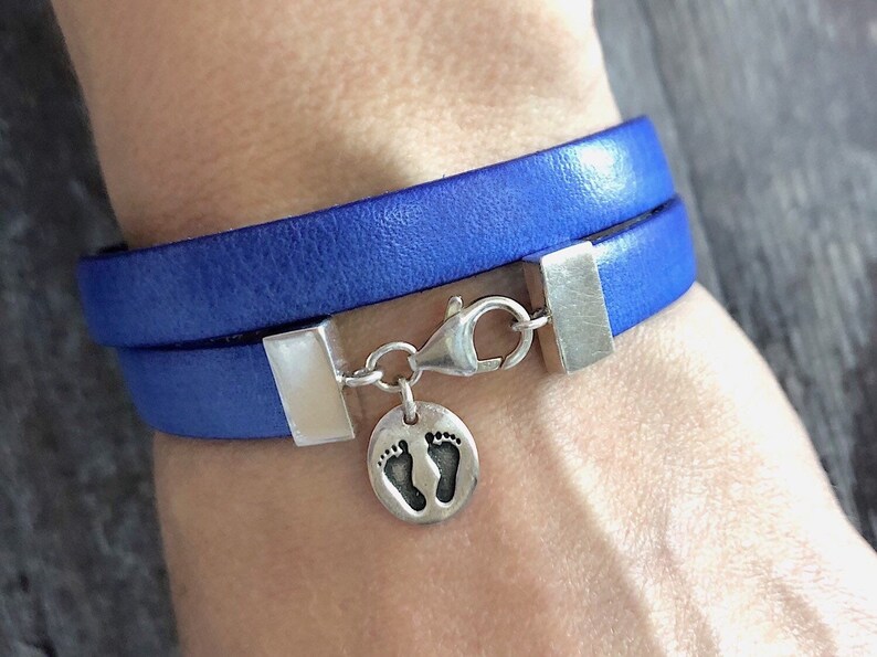 Baby Feet Bracelet Leather Wrap Bracelet Sterling Silver & Etsy