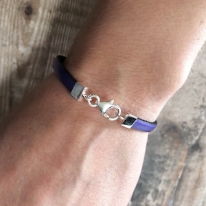 Minimalist Leather Bracelet, Single Wrap Leather Bracelet, Sterling Silver & Leather Bracelet, Gift for Women
