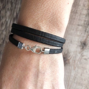 Minimalist Cork Wrap, Sterling silver and Cork Bracelet, Triple Wrap Bracelet, Womens Vegan Jewellery