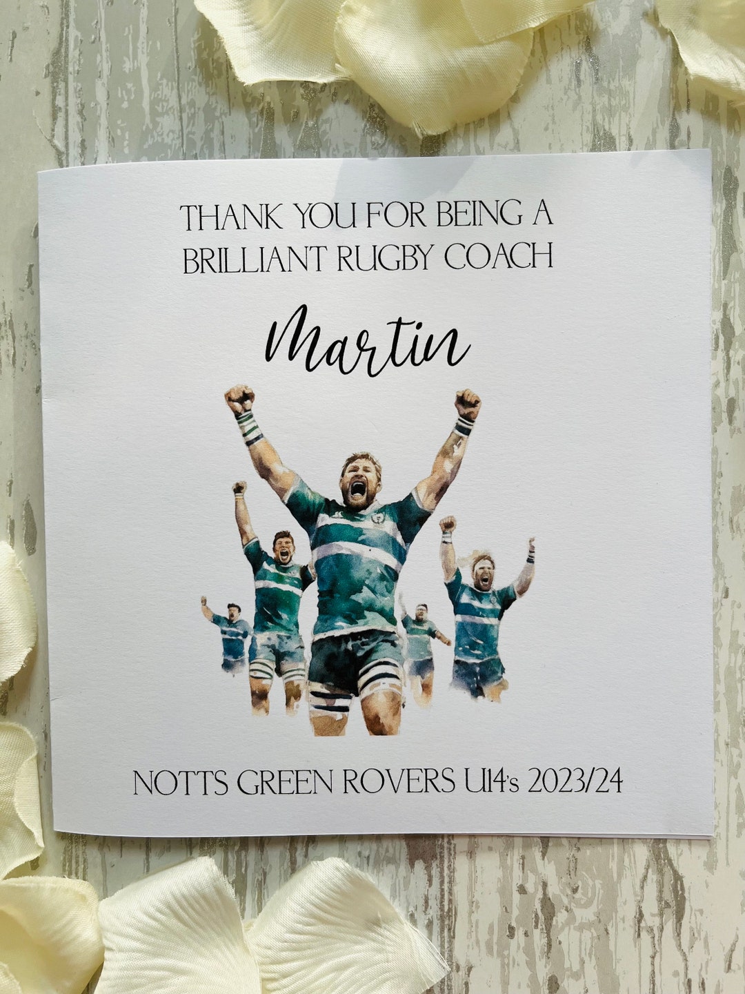 Thanks Coach Rugby Personalised Rugby Coach Card, Thank You Card, Rugby Manager Card ...