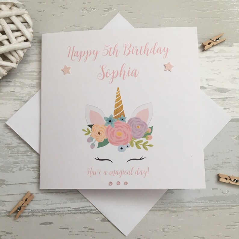 PERSONALISED Handmade BIRTHDAY Card BABY UNICORN 1st 2 3 4 5 GIRL Grand Daughter