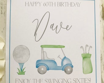 Personalised Golf Birthday Card Dad Grandad Swinging Sixties 60th Birthday