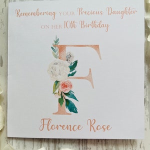 Personalised Heavenly Birthday Card, Angel Baby Loss Card, Peach Initial Birthday in Heaven Card, Remembering, Stillborn, Born Sleeping