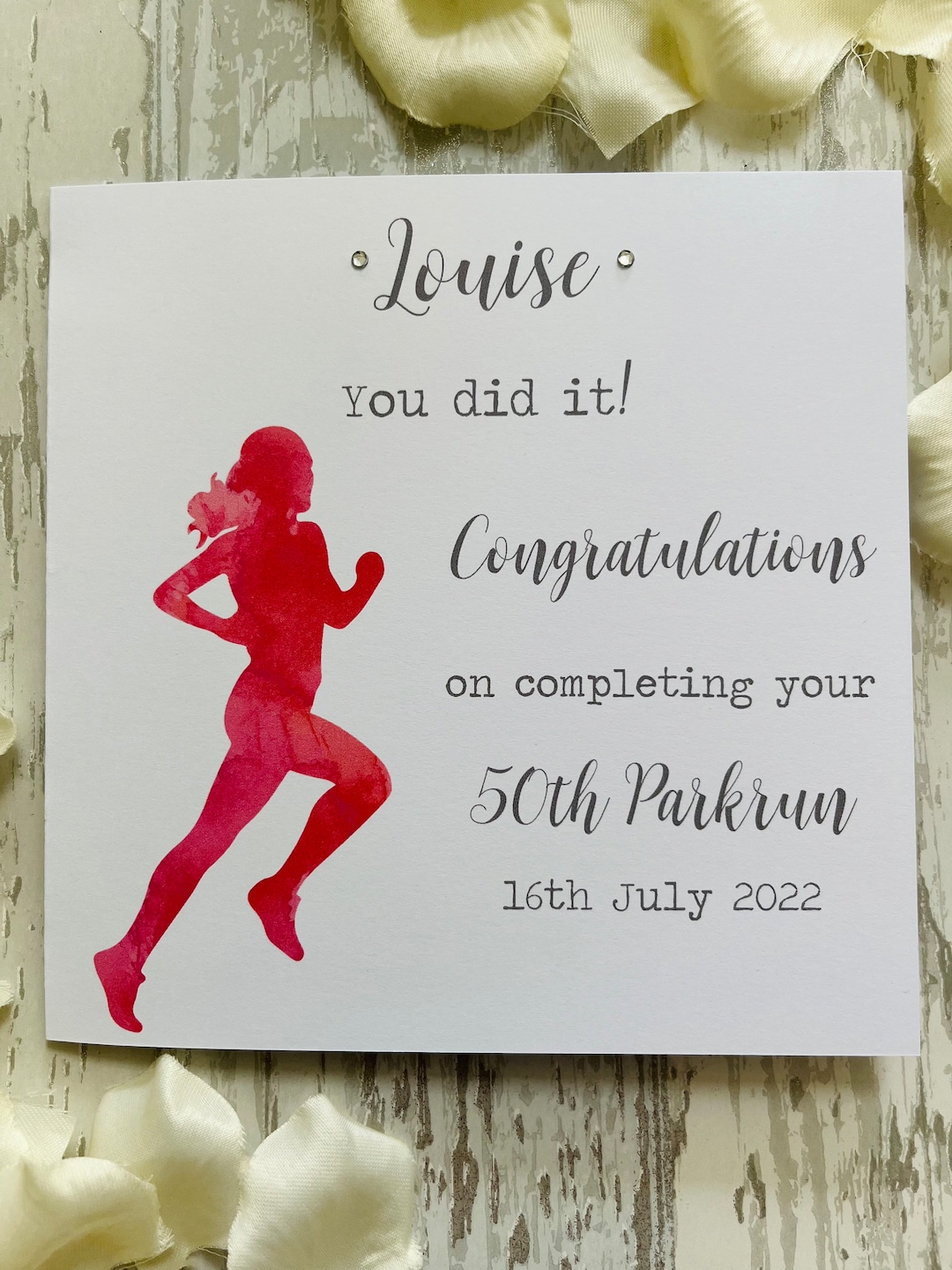 Personalised Parkrun Congratulations Card Female Runner Running Jogging ...