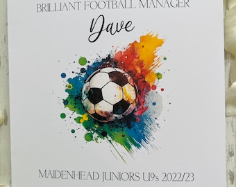 Personalised Football Coach Card, Thank You Card, Football Manager Card, Football Card, Football Assistant Card, Linesman