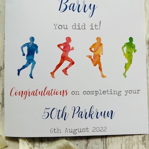 Personalised Parkrun Congratulations Card Male Runners Running Jogging 50th, 100th, 250th