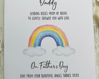 Personalised Angel Baby Loss Father's Day Card, Birthday Card, Baby Loss Card, Bereaved Father Daddy, Rainbow Card, Stillborn, Born Sleeping