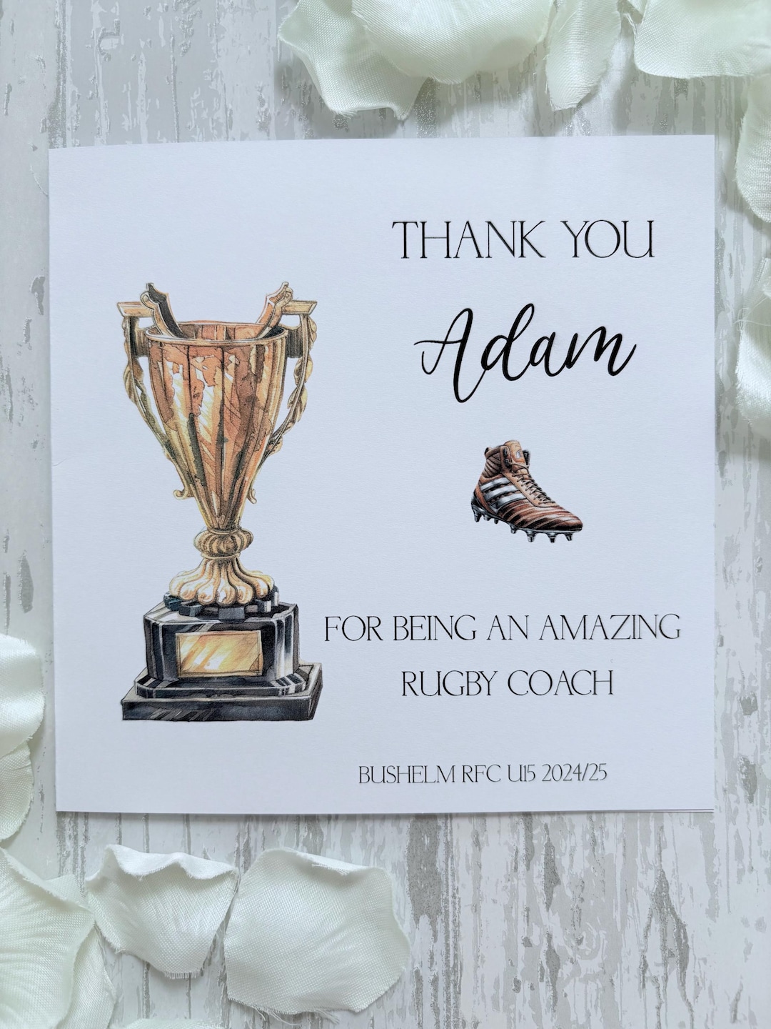 Thanks Coach Rugby Personalised Rugby Coach Card, Gold Cup Thank You Card, Rugby Manager ...