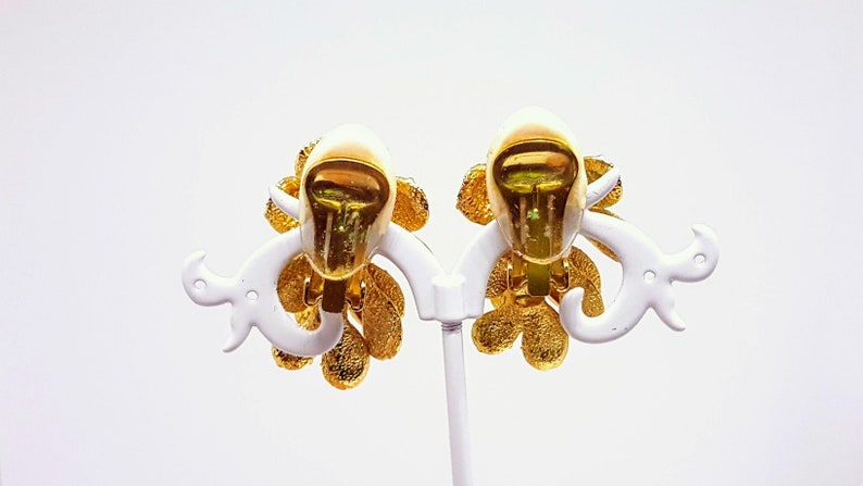 Vintage Orena ParisGorgeous Couture French Gold Tone Flower On Clip EarringsDesigner Piece1980/'sOriginal CollectableHaute Couture