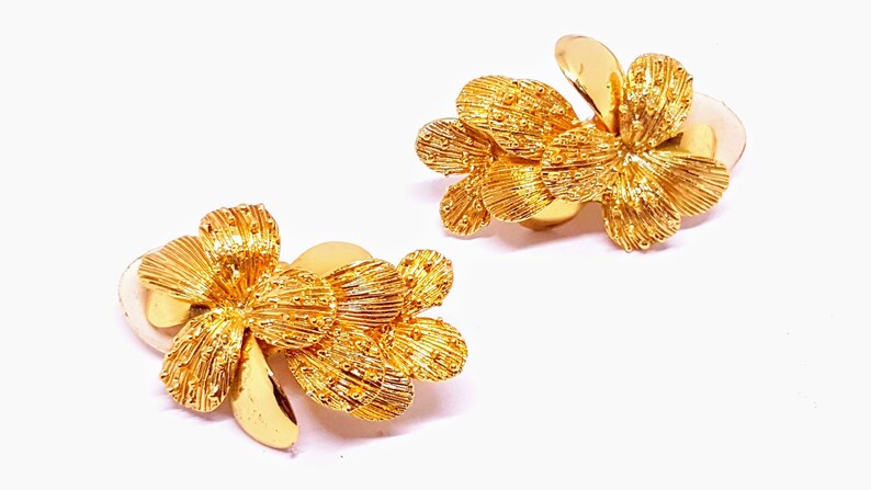 Vintage Orena ParisGorgeous Couture French Gold Tone Flower On Clip EarringsDesigner Piece1980/'sOriginal CollectableHaute Couture