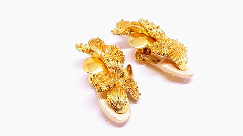 Vintage Orena ParisGorgeous Couture French Gold Tone Flower On Clip EarringsDesigner Piece1980/'sOriginal CollectableHaute Couture