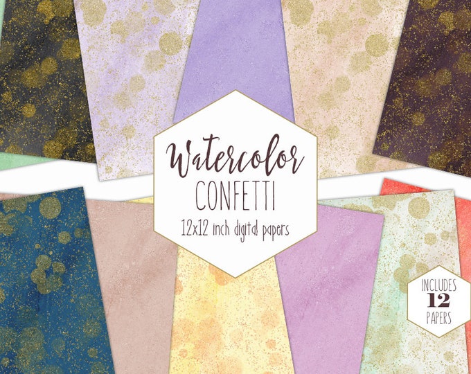 PEACH WATERCOLOR FLORAL Digital Paper Pack Commercial Use Peony Flower Backgrounds Metallic Gold Scrapbook Paper Black White Stripe Patterns