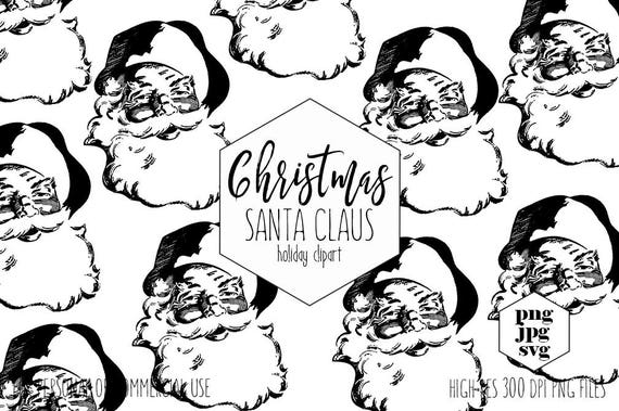Download Christmas Santa Clipart For Commercial Use Vintage Holiday Svg Etsy PSD Mockup Templates
