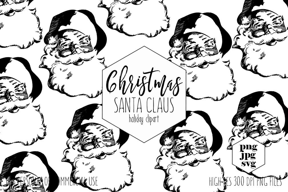 Download Christmas Santa Clipart For Commercial Use Vintage Holiday Svg Clip Art Jolly Santa Clause Face Hat Vector Digital Graphics For Kids