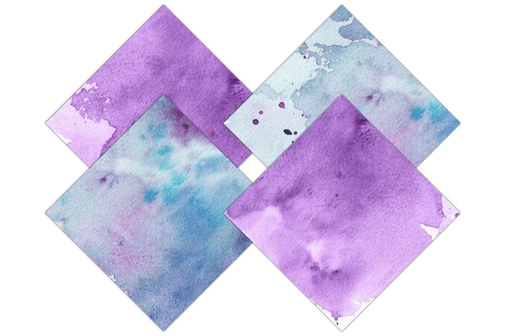 Download TEAL & PURPLE WATERCOLOR Digital Paper Pack Commercial Use ...