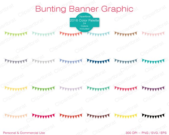 Rainbow Bunting Banner Clipart For Commercial Use Planner Etsy