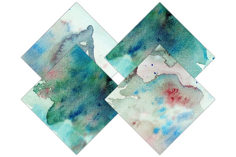 TEAL WATERCOLOR SPLATTER Digital Paper Pack Commercial Use Backgrounds Aqua Blue Mint Green Scrapbook Papers Real Watercolour Wash Textures